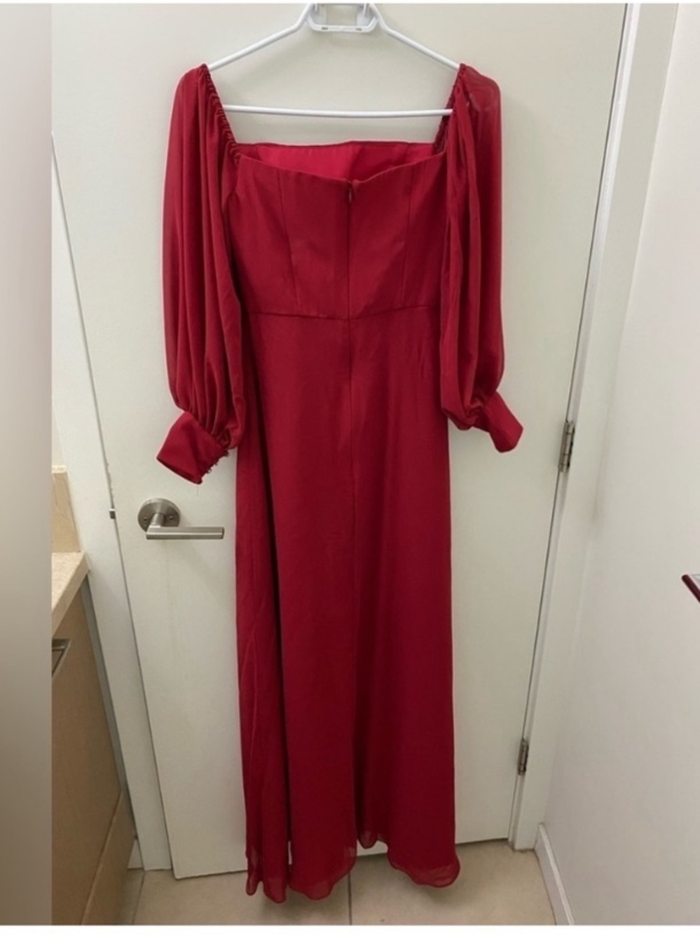 off shoulder burgundy maxi dress with slit  prom dress wedding guest NWOT - Picture 4 of 7